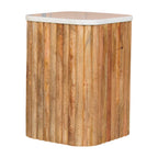 Marble Solid Mango Wood Side Table – Oak-Ish Finish