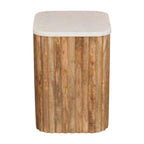 Marble Solid Mango Wood Side Table – Oak-Ish Finish