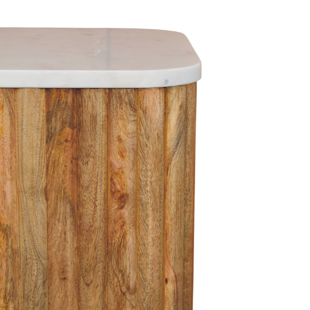 Marble Solid Mango Wood Side Table – Oak-Ish Finish
