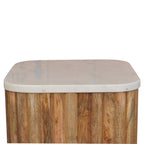 Marble Solid Mango Wood Side Table – Oak-Ish Finish
