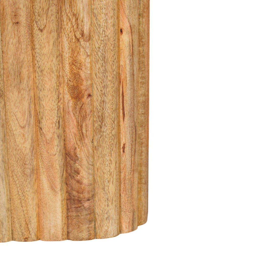 Marble Solid Mango Wood Side Table – Oak-Ish Finish