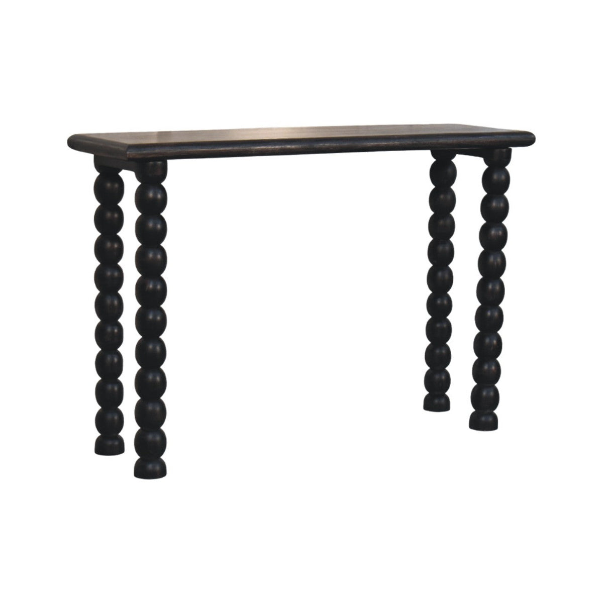 Spindle Linear Solid Mango Wood Console Table – Carbon Ash Finish