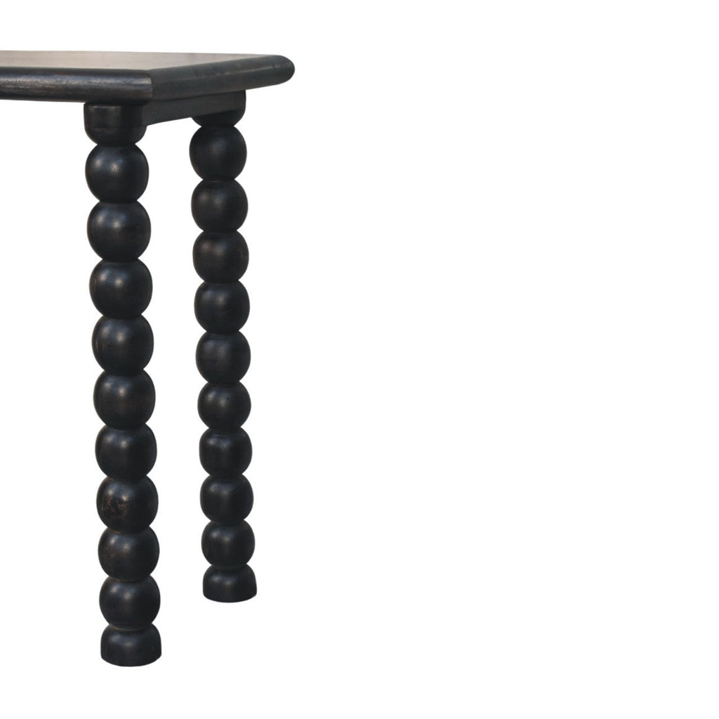 Spindle Linear Solid Mango Wood Console Table – Carbon Ash Finish