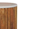 Fluted Marble Solid Mango Wood Side Table – Oak-Ish Finish