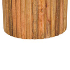 Fluted Marble Solid Mango Wood Side Table – Oak-Ish Finish