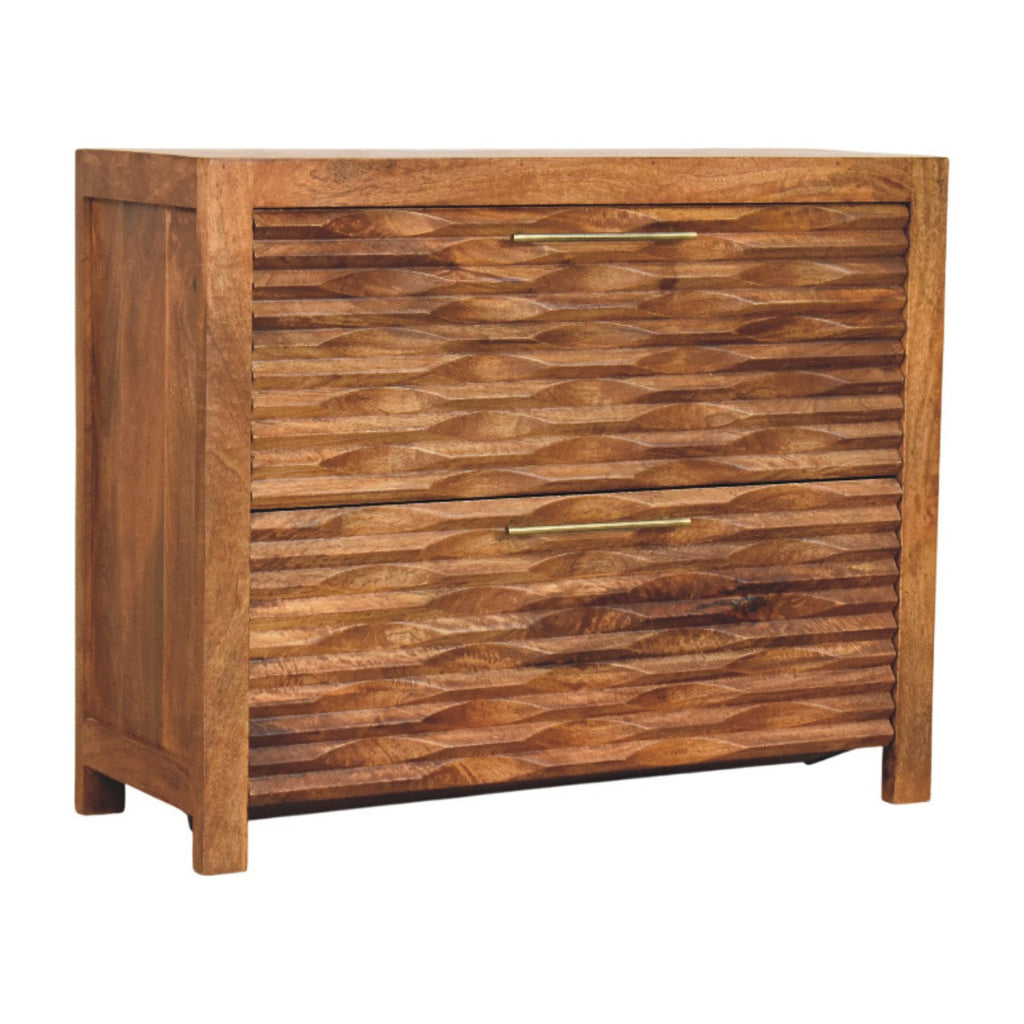 Amber Wavefront Solid Mango Wood Cabinet – Amber Oak Finish