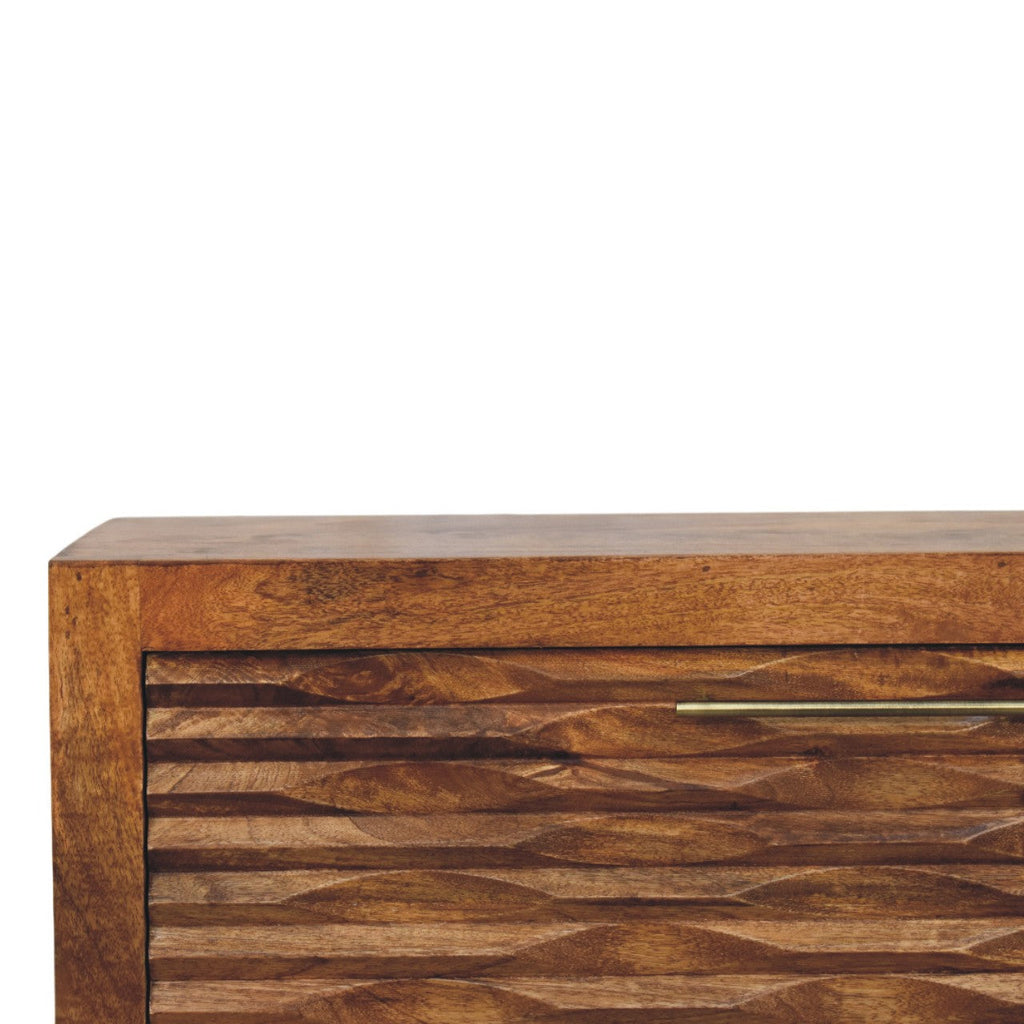 Amber Wavefront Solid Mango Wood Cabinet – Amber Oak Finish