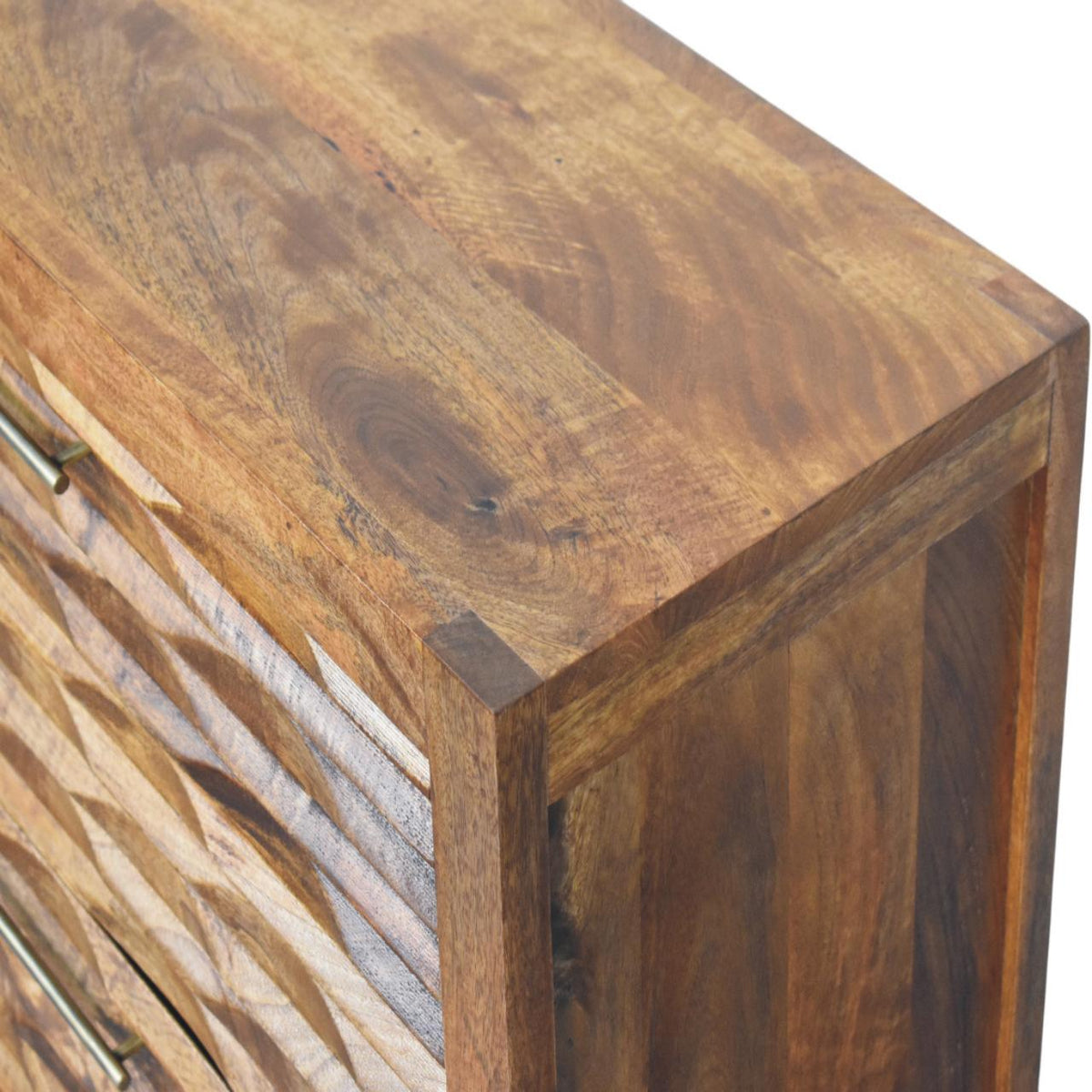 Amber Wavefront Solid Mango Wood Cabinet – Amber Oak Finish