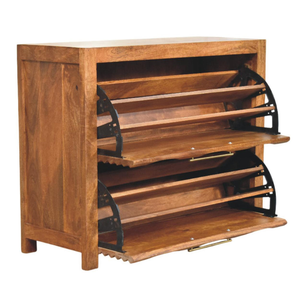 Amber Wavefront Solid Mango Wood Cabinet – Amber Oak Finish