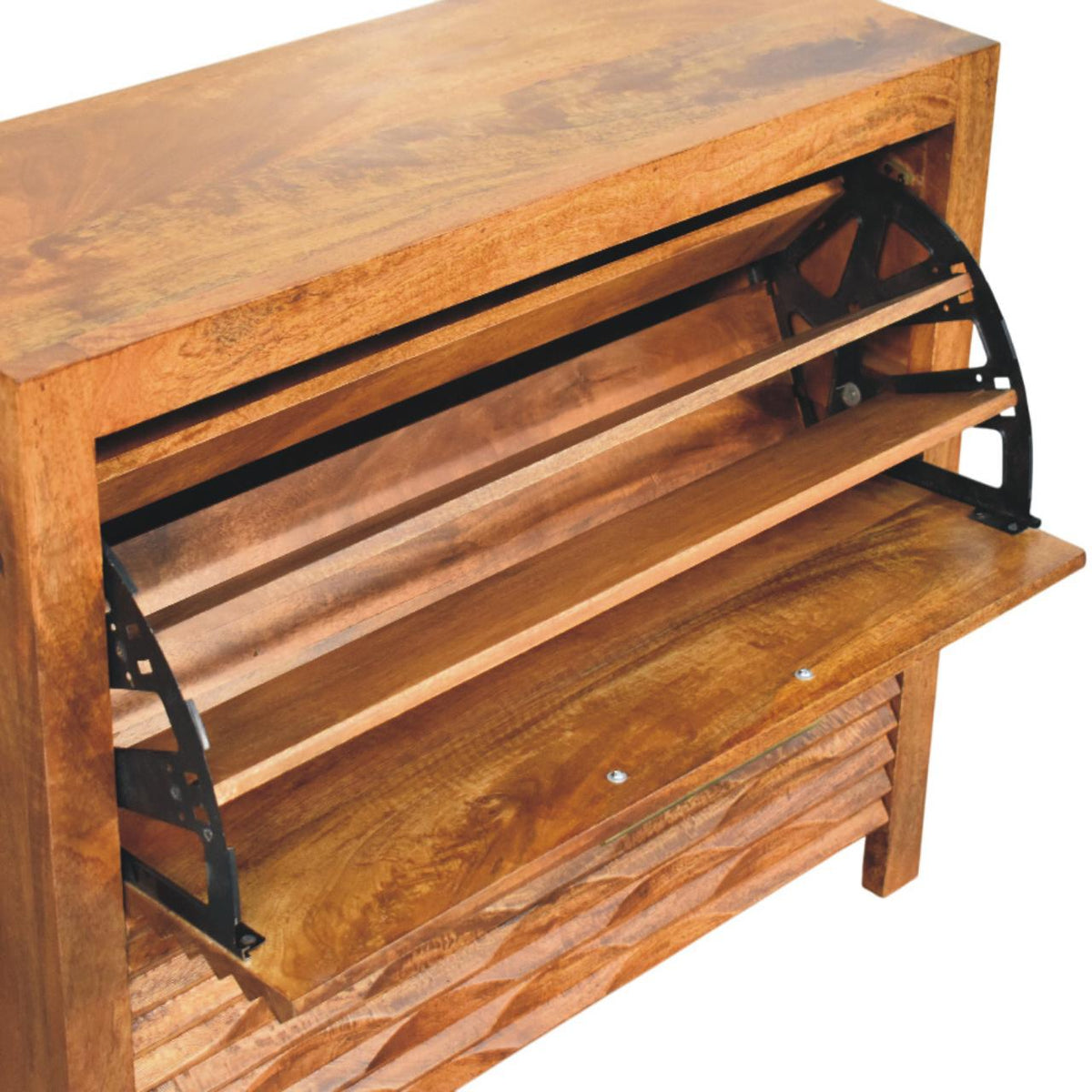 Amber Wavefront Solid Mango Wood Cabinet – Amber Oak Finish