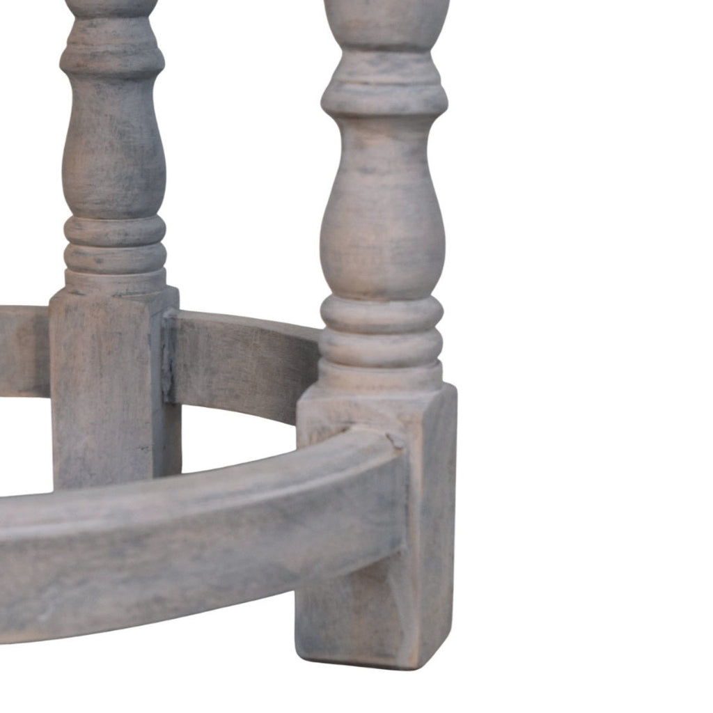 Rustic Charm Leather Stool – Acid Wash Finish