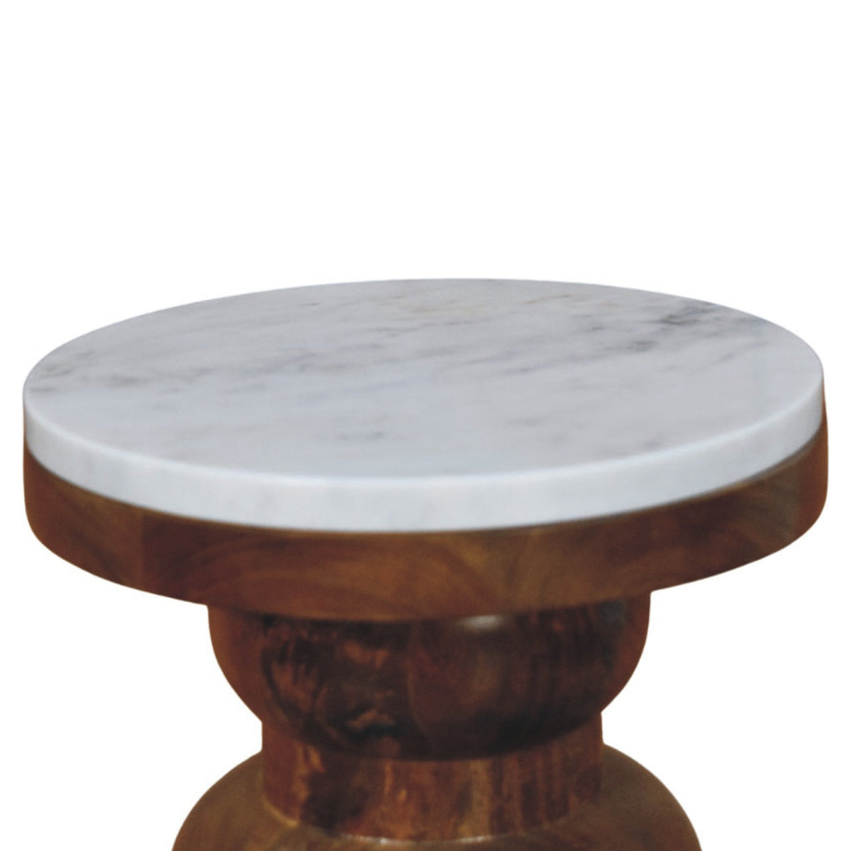 Marble Top Bulla Solid Mango Wood Side Table