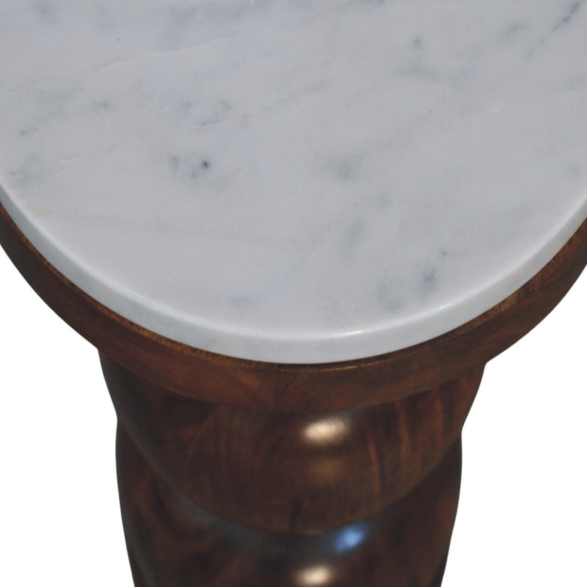 Marble Top Bulla Solid Mango Wood Side Table