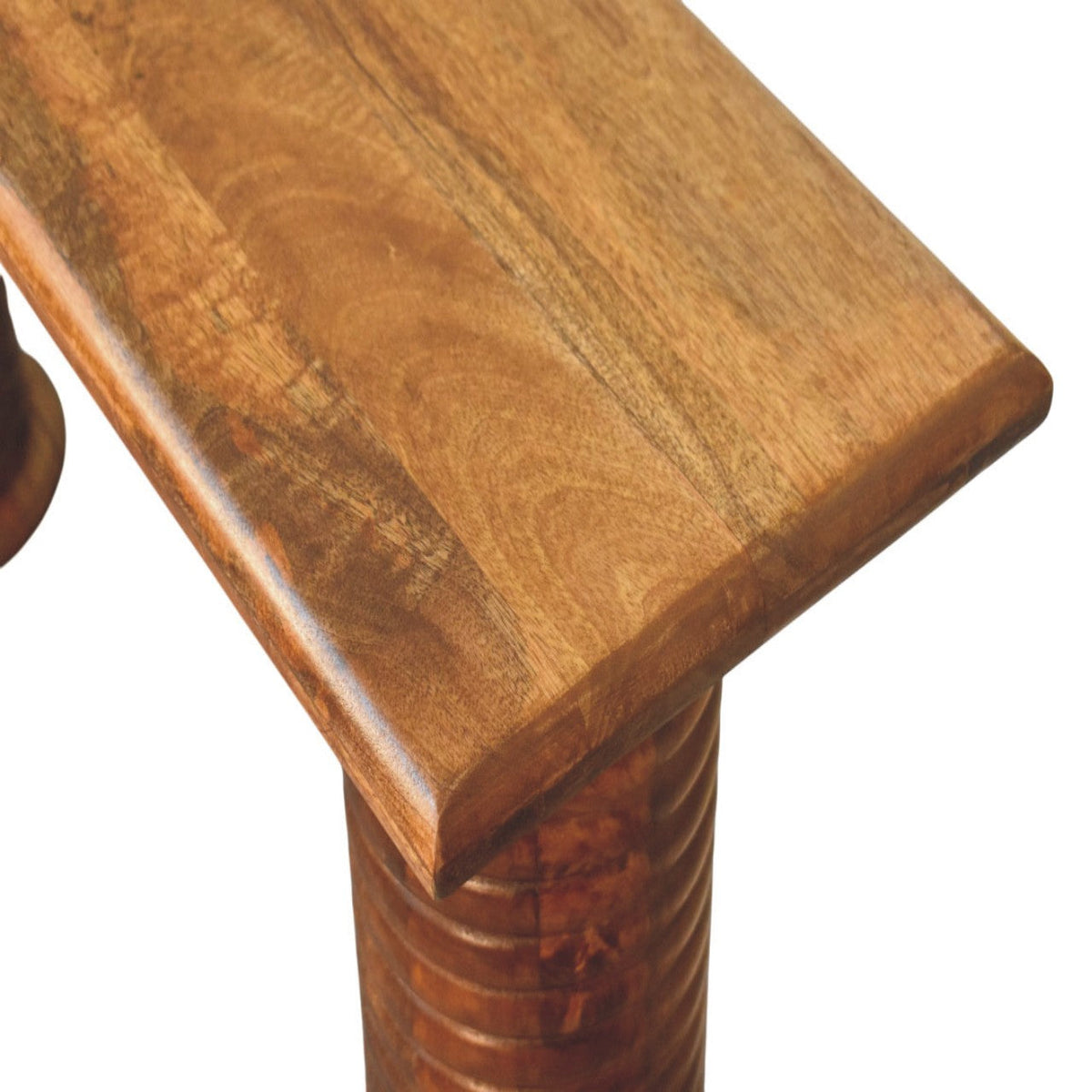 Sculpted Leg Solid Mango Wood Console – Amber Oak Finish