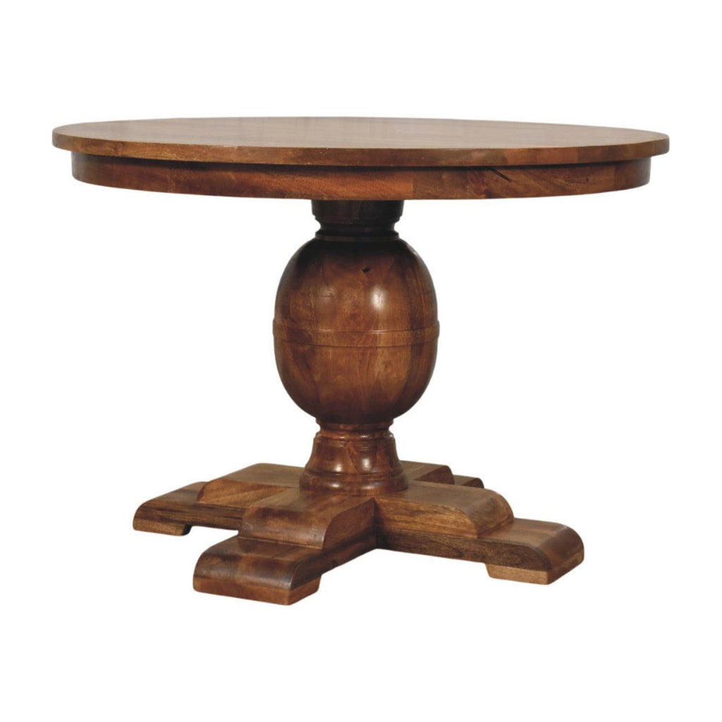 Wentworth Round Solid Mango Wood Dining Table – Golden Teak Finish