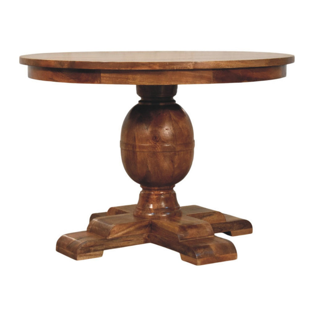 Wentworth Round Solid Mango Wood Dining Table – Golden Teak Finish
