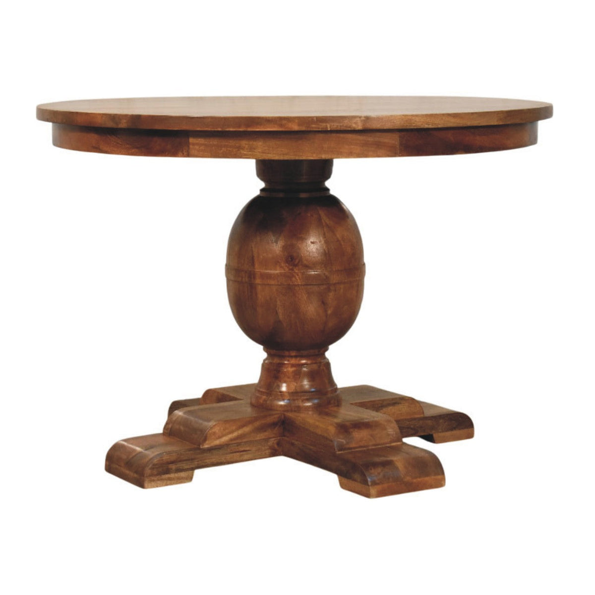 Wentworth Round Solid Mango Wood Dining Table – Golden Teak Finish