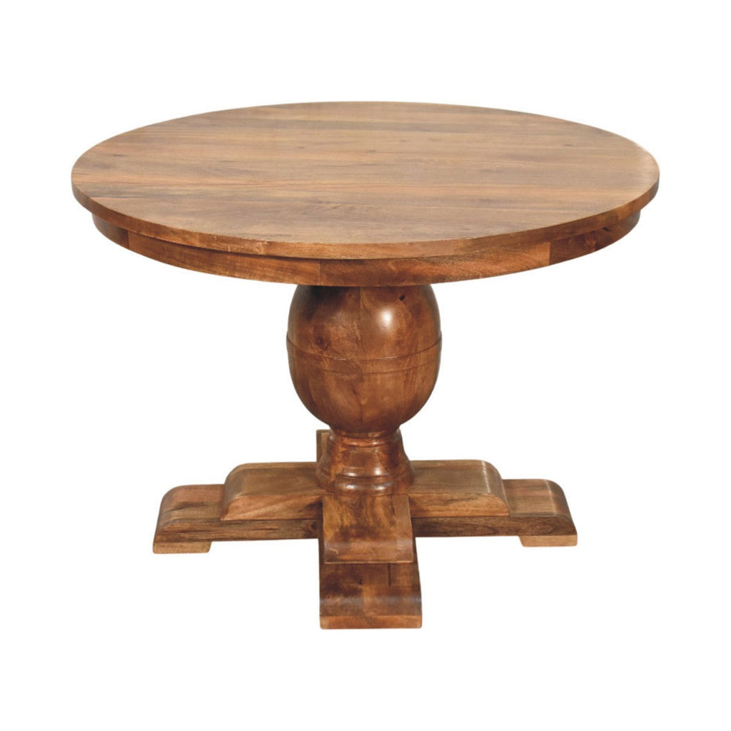 Wentworth Round Solid Mango Wood Dining Table – Golden Teak Finish