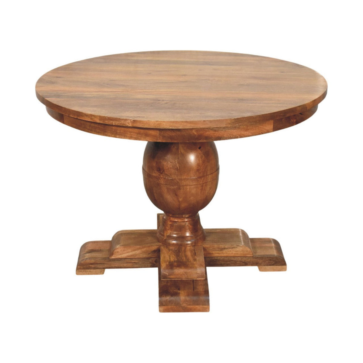 Wentworth Round Solid Mango Wood Dining Table – Golden Teak Finish