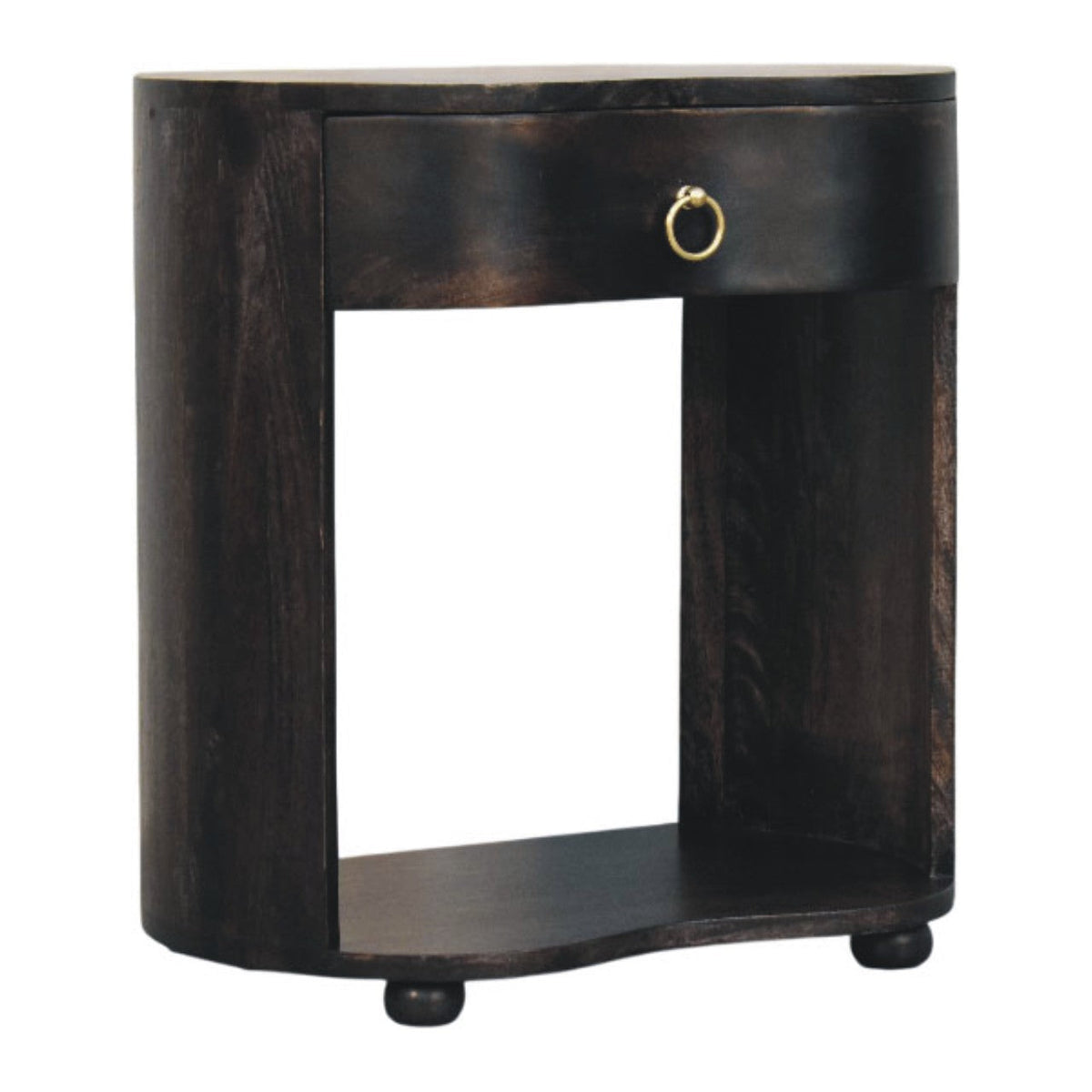 Monroe Solid Mango Wood Bedside Table – Carbon Ash Finish