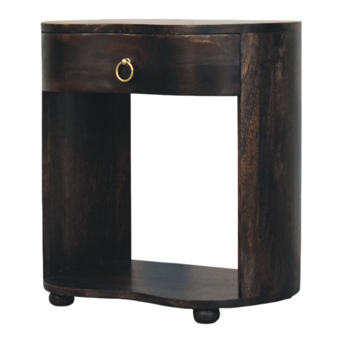 Monroe Solid Mango Wood Bedside Table – Carbon Ash Finish