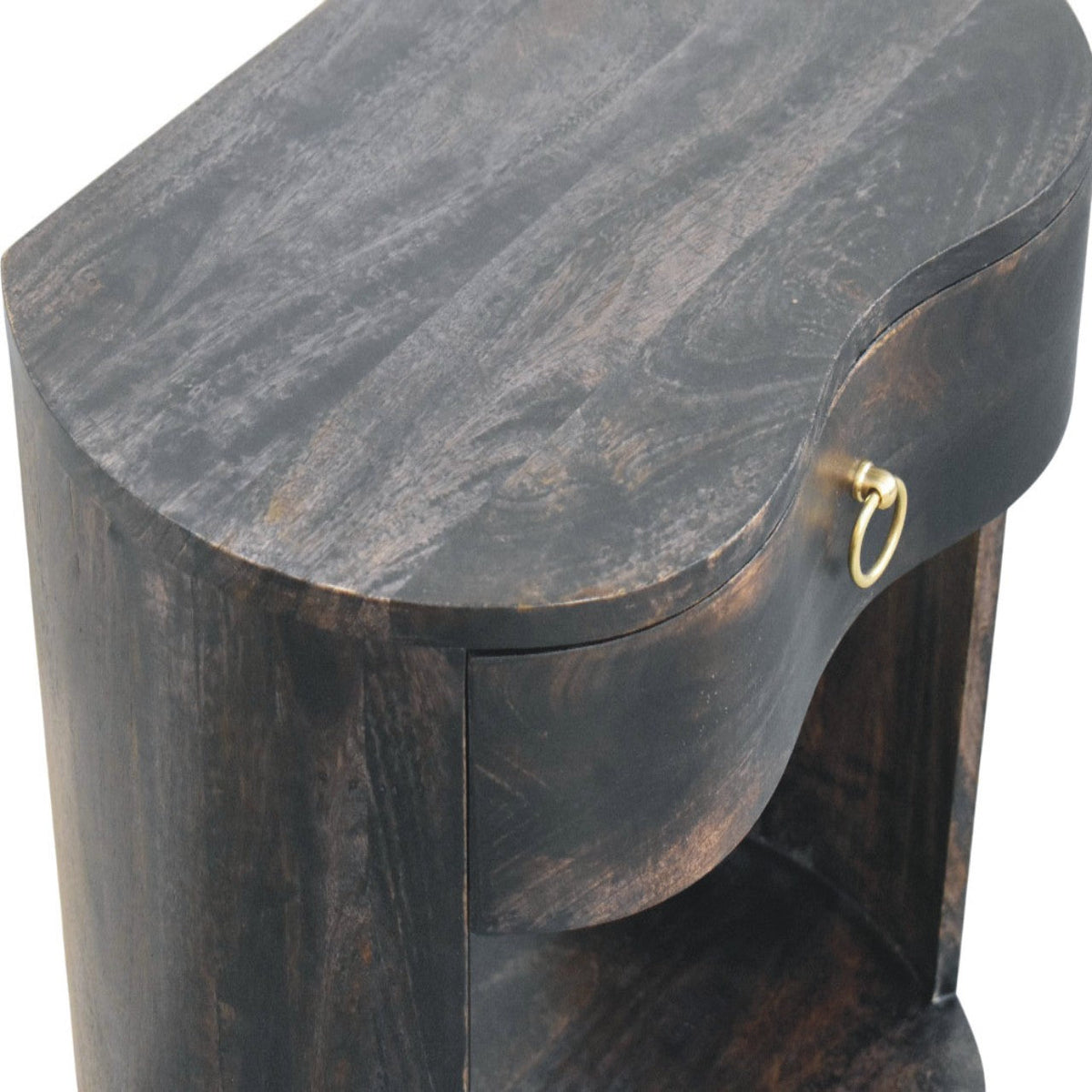 Monroe Solid Mango Wood Bedside Table – Carbon Ash Finish