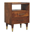 Valenza Open Frame Solid Mango Wood Bedside Table – Chestnut Finish