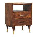 Valenza Open Frame Solid Mango Wood Bedside Table – Chestnut Finish