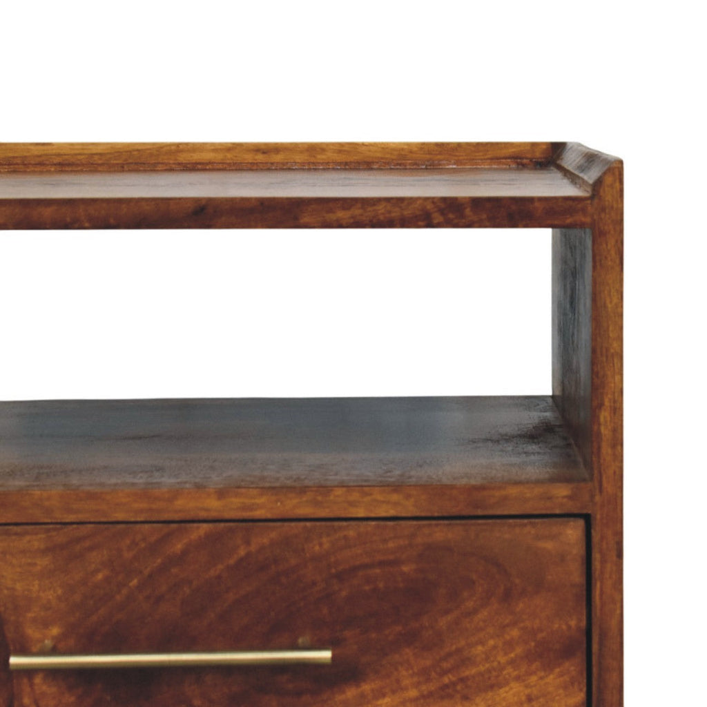 Valenza Open Frame Solid Mango Wood Bedside Table – Chestnut Finish