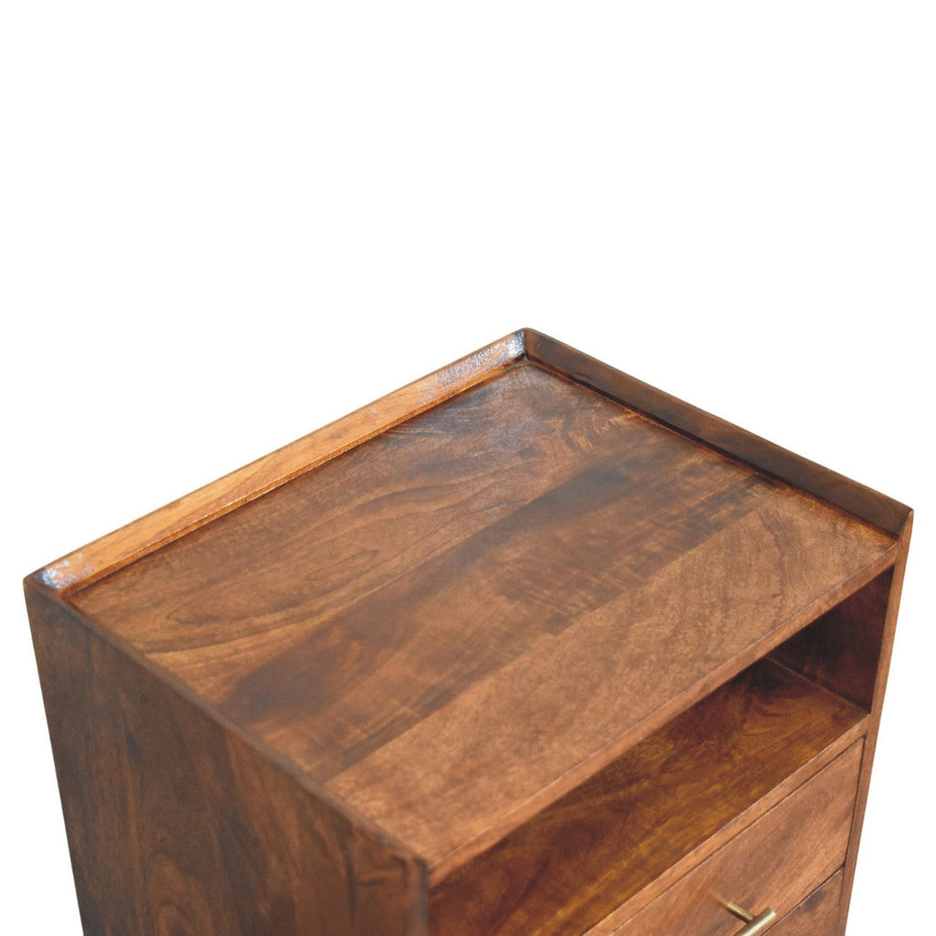 Valenza Open Frame Solid Mango Wood Bedside Table – Chestnut Finish