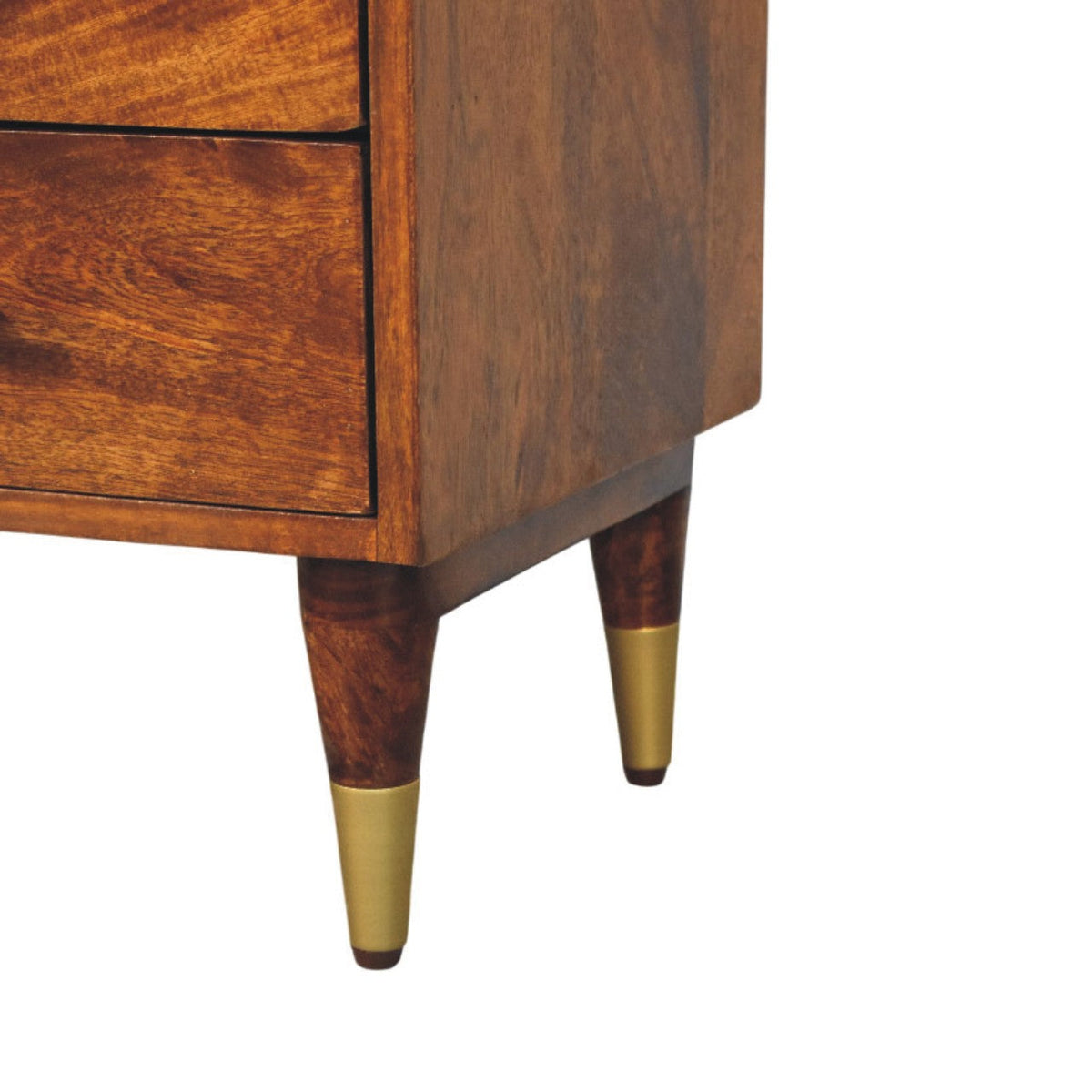 Valenza Open Frame Solid Mango Wood Bedside Table – Chestnut Finish