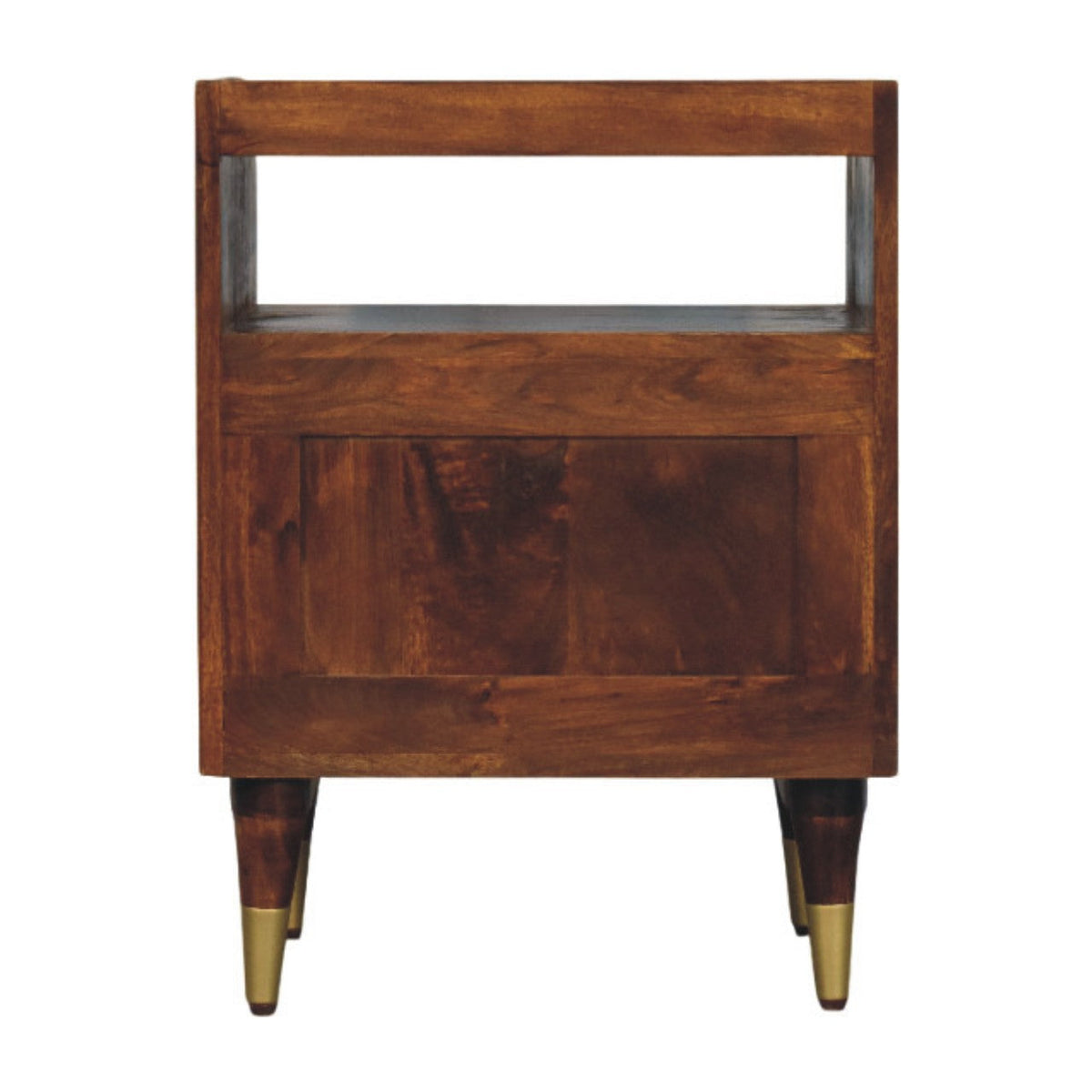 Valenza Open Frame Solid Mango Wood Bedside Table – Chestnut Finish