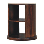 Ventura Round Open-Shelf Solid Mango Wood Side Table – California Walnut Finish