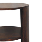 Ventura Round Open-Shelf Solid Mango Wood Side Table – California Walnut Finish