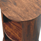 Ventura Round Open-Shelf Solid Mango Wood Side Table – California Walnut Finish