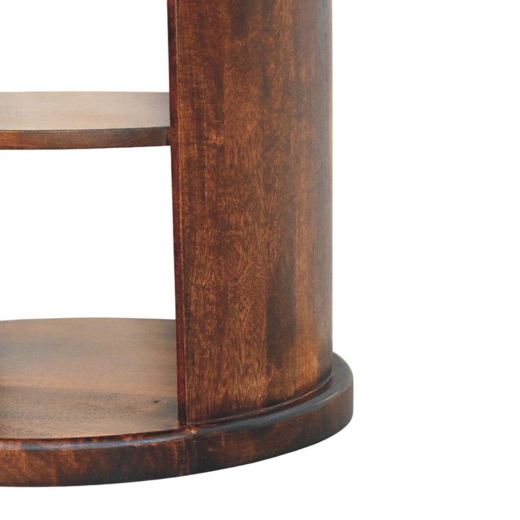 Ventura Round Open-Shelf Solid Mango Wood Side Table – California Walnut Finish