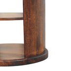 Ventura Round Open-Shelf Solid Mango Wood Side Table – California Walnut Finish
