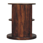 Ventura Round Open-Shelf Solid Mango Wood Side Table – California Walnut Finish