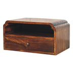 Avora Wall-Mounted Solid Mango Wood Bedside Table – Chestnut Finish