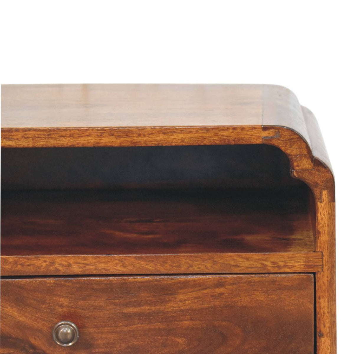 Avora Wall-Mounted Solid Mango Wood Bedside Table – Chestnut Finish
