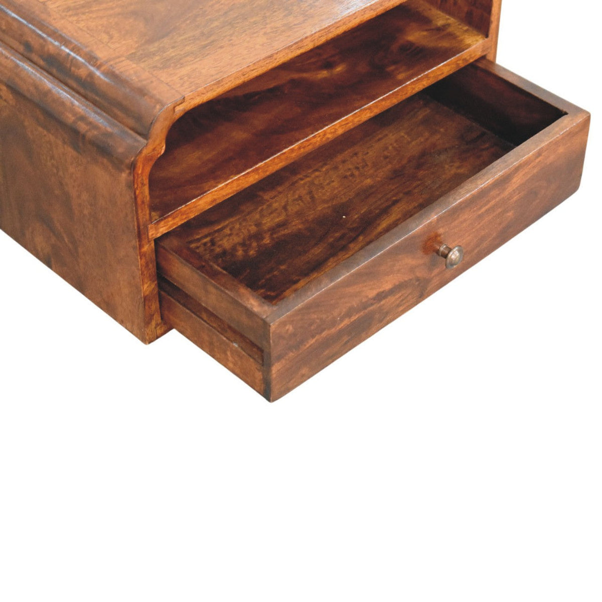 Avora Wall-Mounted Solid Mango Wood Bedside Table – Chestnut Finish