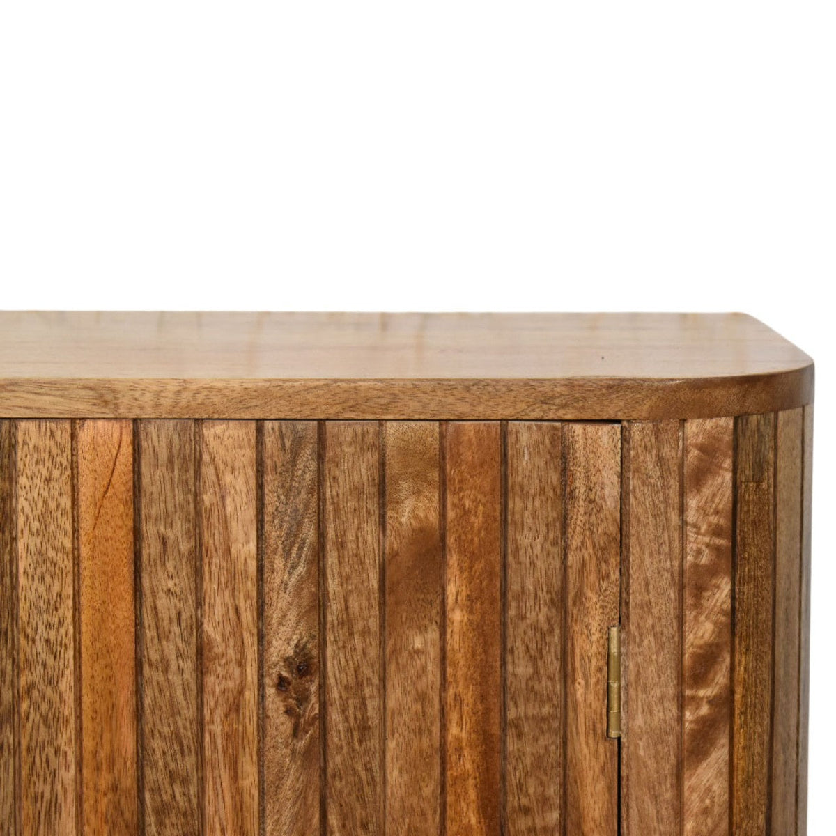 Fluted Curve Solid Mango Wood Cabinet – Golden Teak Finish