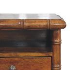 Bamboo-Inspired Wall-Mounted Solid Mango Wood Bedside Table – Chestnut Finish