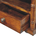 Bamboo-Inspired Wall-Mounted Solid Mango Wood Bedside Table – Chestnut Finish