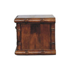 Bamboo-Inspired Two Drawer Wall-Mounted Solid Mango Wood Bedside Table – Chestnut Finish