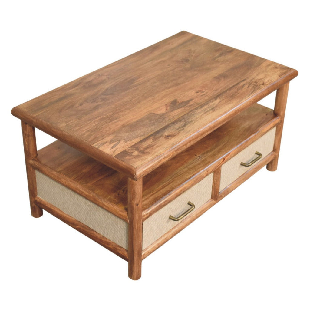 Solara Rattan Solid Mango Wood Coffee Table – Golden Teak Finish