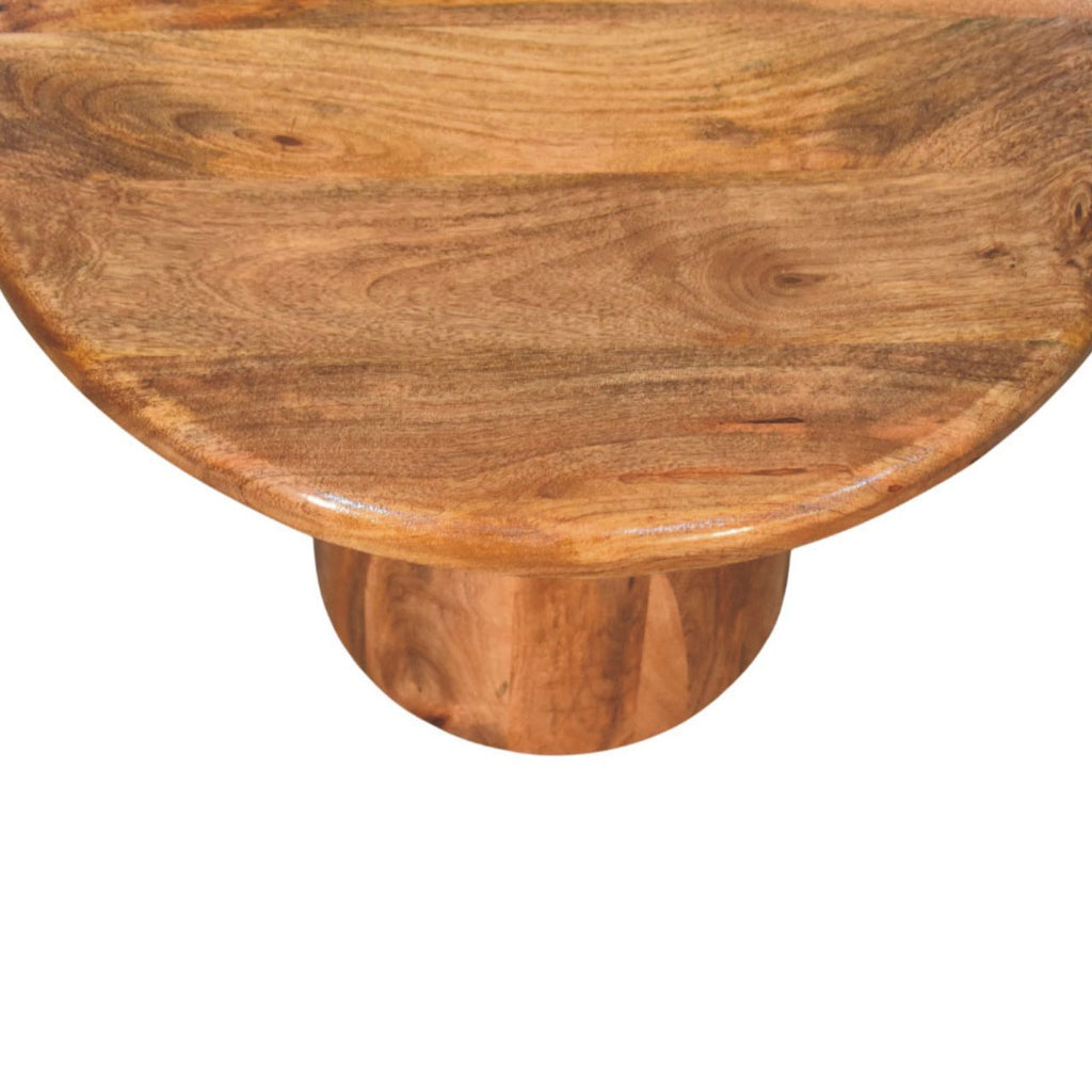 Sculpted Pedestal Solid Mango Wood Coffee Table – Golden Teak Finish