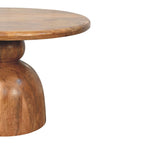 Sculpted Pedestal Solid Mango Wood Coffee Table – Golden Teak Finish