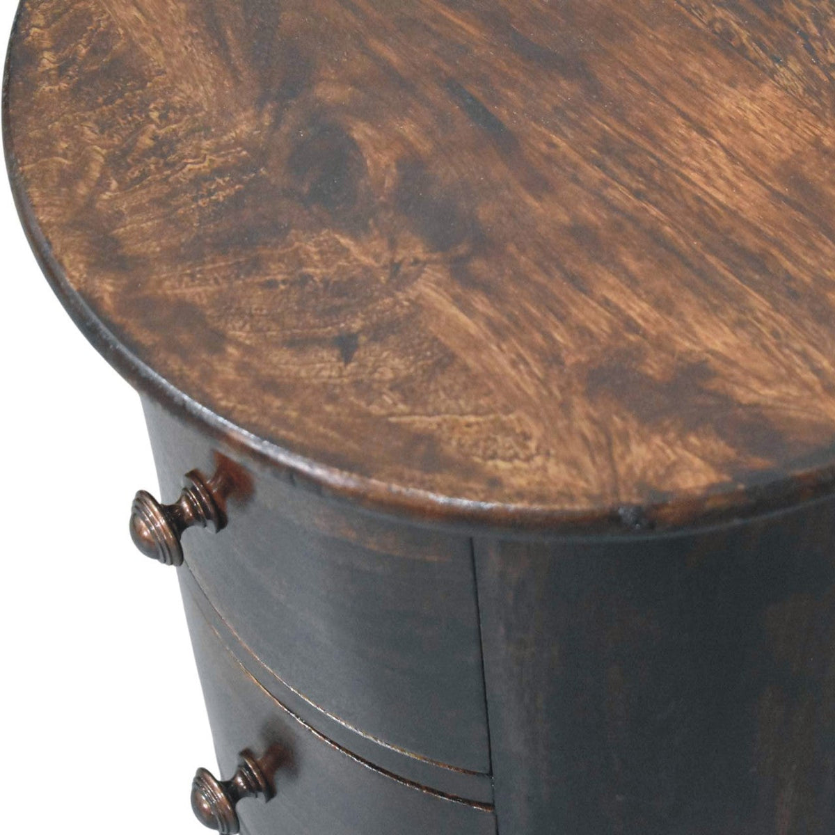 Drum 3-Drawer Solid Mango Wood Chest – California Walnut Finish