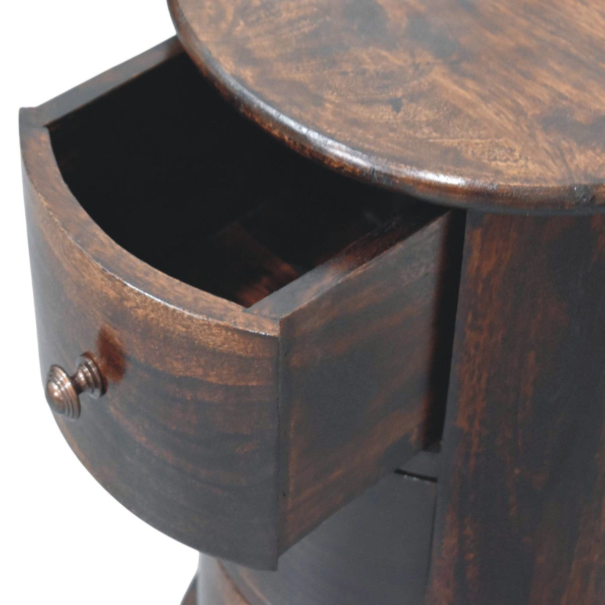 Drum 3-Drawer Solid Mango Wood Chest – California Walnut Finish